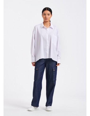 Chemise blanche oversize en popeline de coton pas cher chine