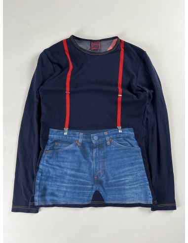 Jean Paul Gaultier Mesh Top Denim Trompe L'œil SS 1997 - XS 50-70% off 