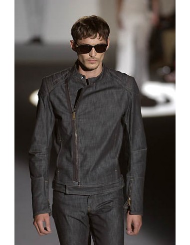 Gucci Asymmetrical Zip Denim Biker Jacket SS 2002 - M Véritable concentré