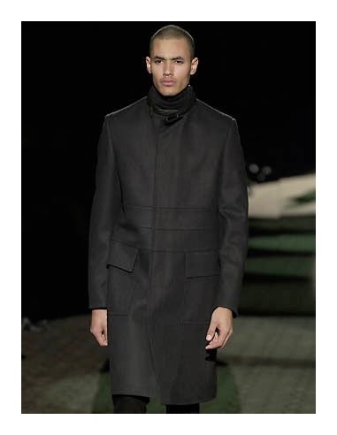 Gucci Black Wool Leather Belt Collar Long Coat FW 2000 - M de votre