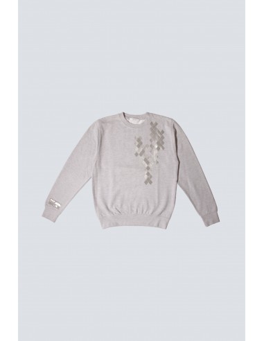 sweat gris chiné et graphisme argent mat et velours gris Amélioration de cerveau avec